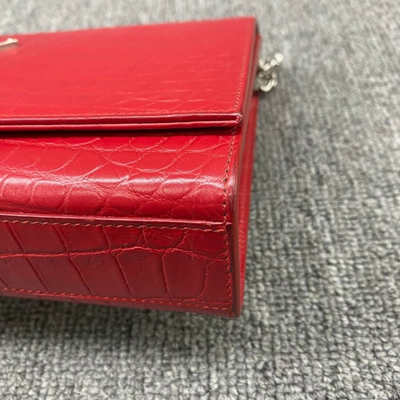 100% Authentic Saint Laurent Kate Monogramme Red Leather Shoulder Bag - Picture 8 of 13